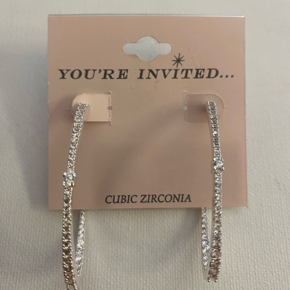 Silver Cubic Zirconia Hoop Earrings